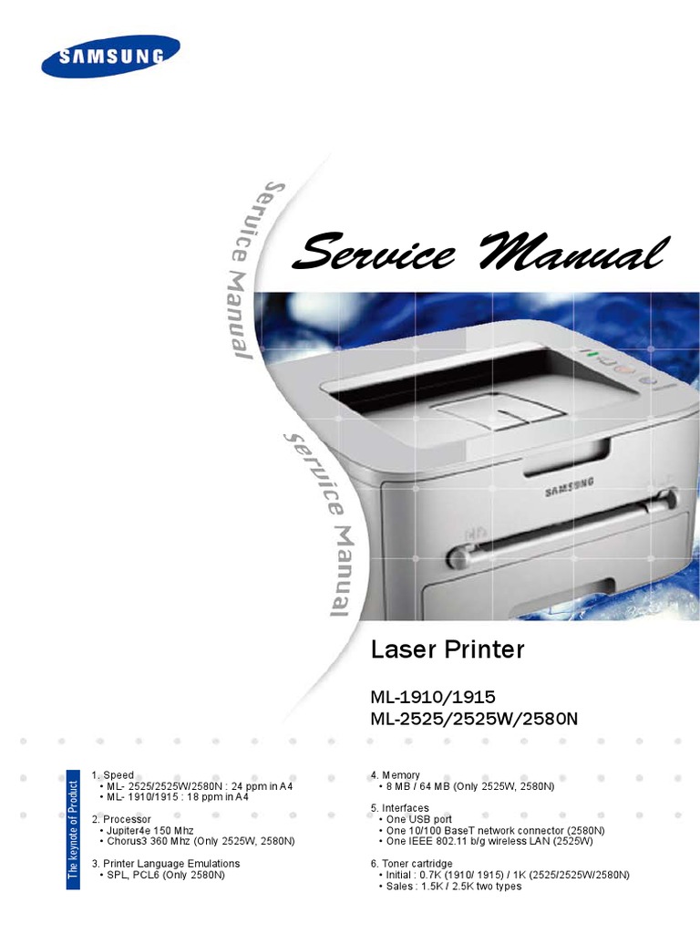 Инструкция по обслуживанию принтера samsung ml 191